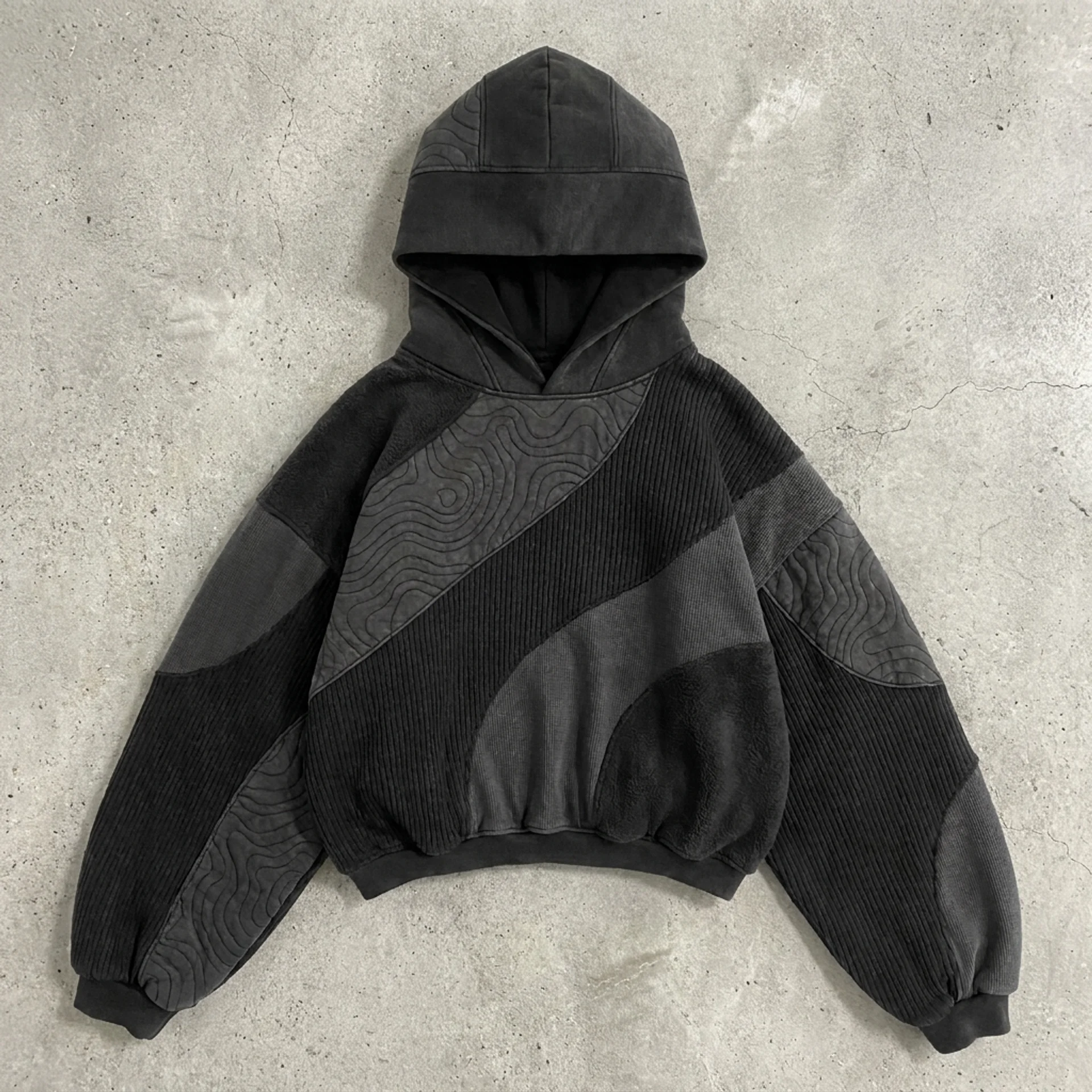 Shadow Terrain – Panelled Cropped Hoodie