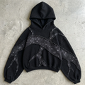 Midnight Constellation – Appliqué Cropped Hoodie