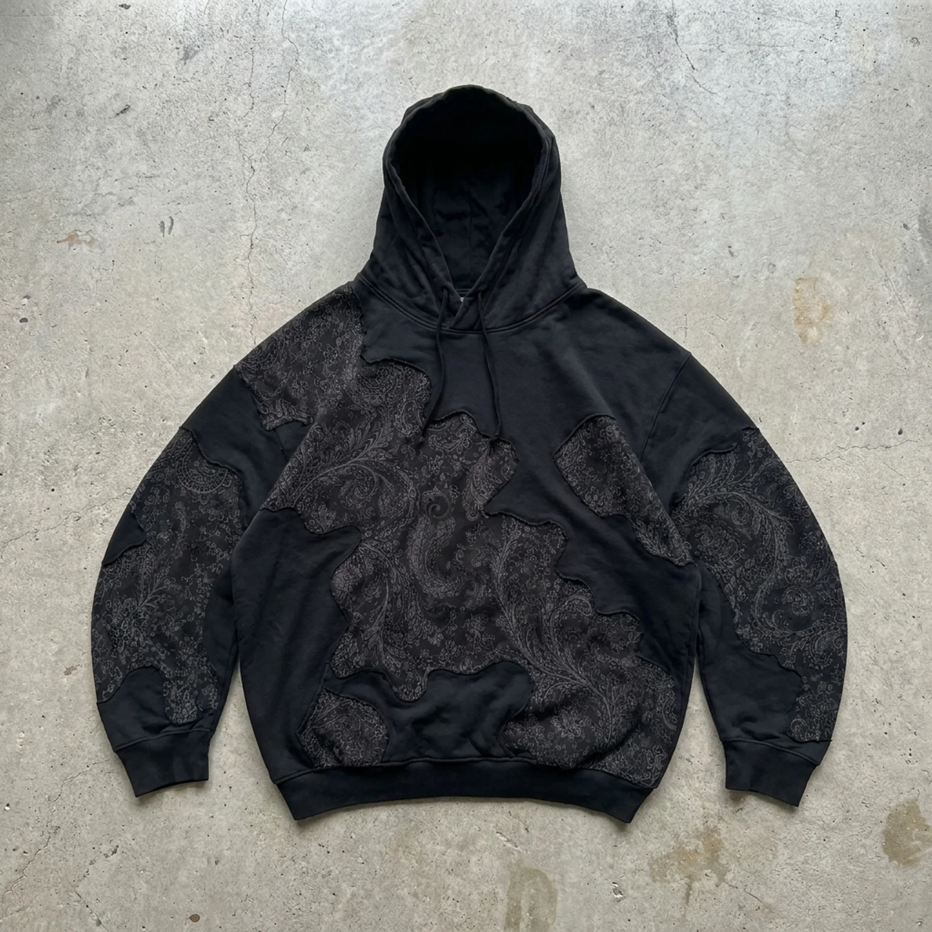 Noir Ornament – Patchwork Oversized Hoodie