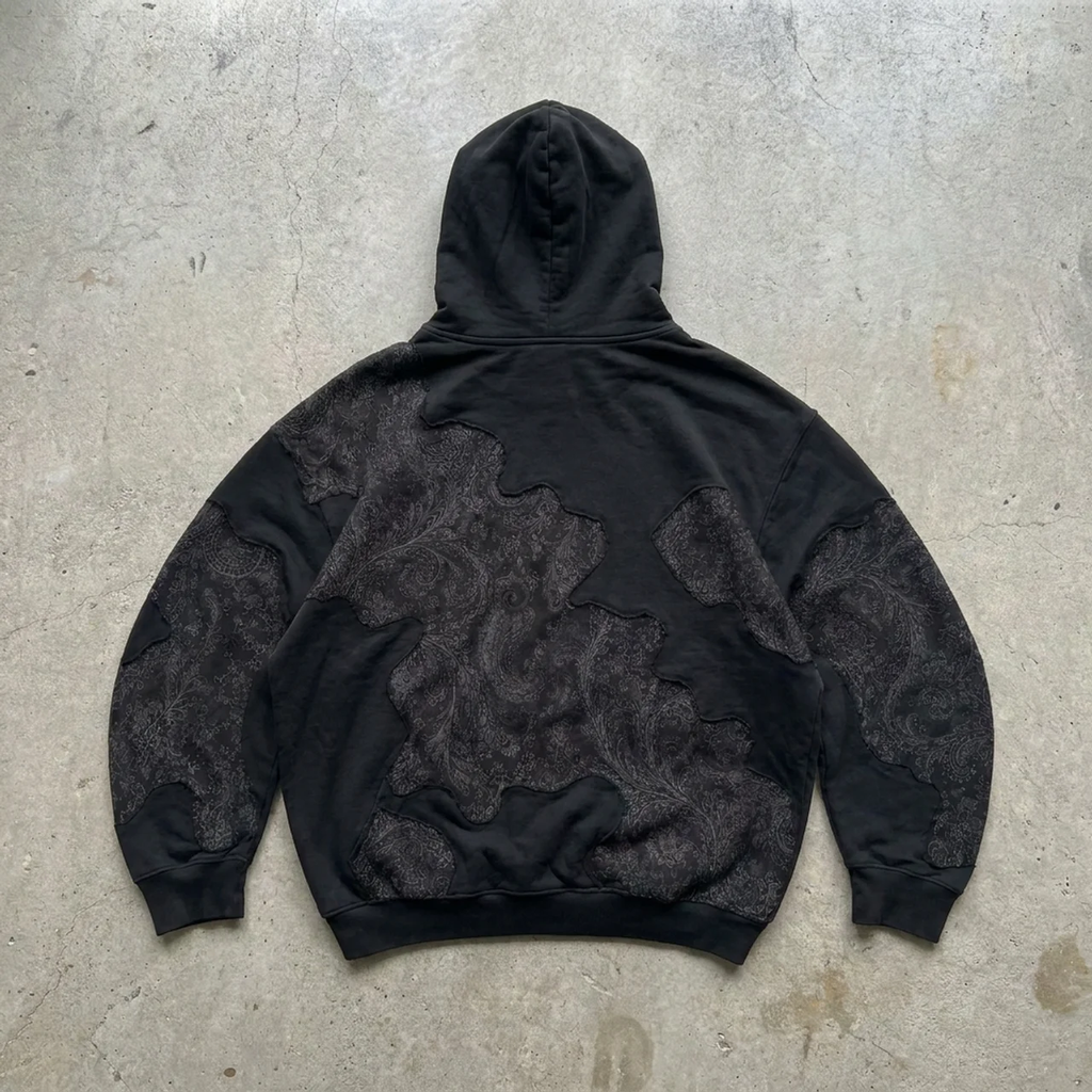 Noir Ornament – Patchwork Oversized Hoodie