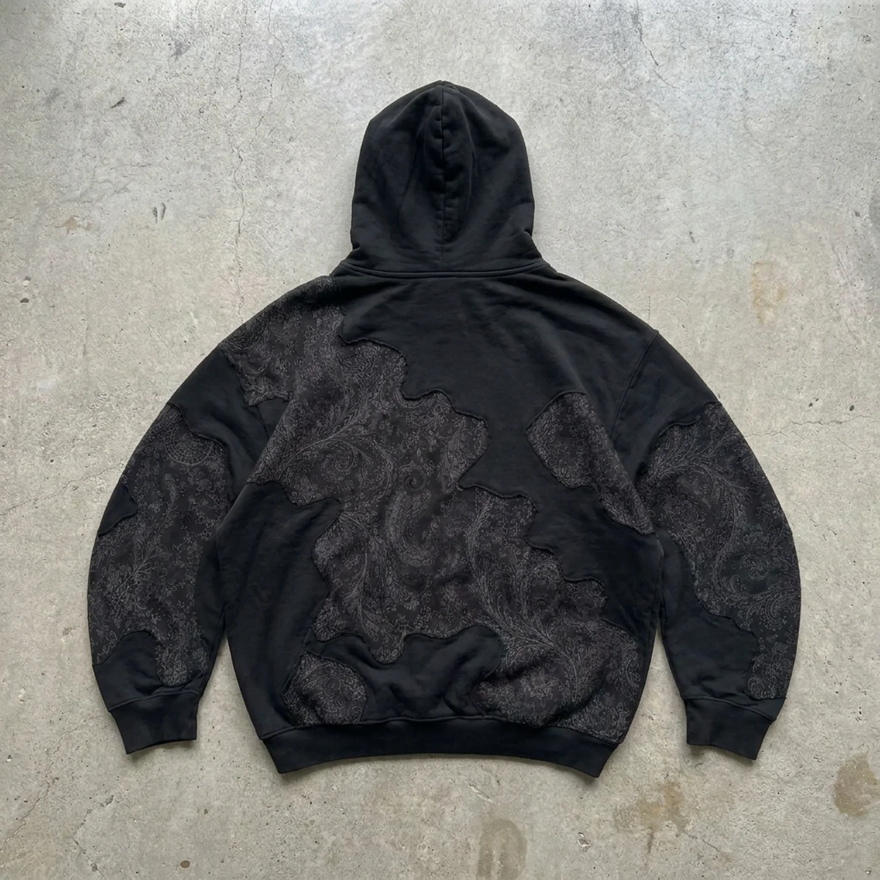 Noir Ornament – Patchwork Oversized Hoodie