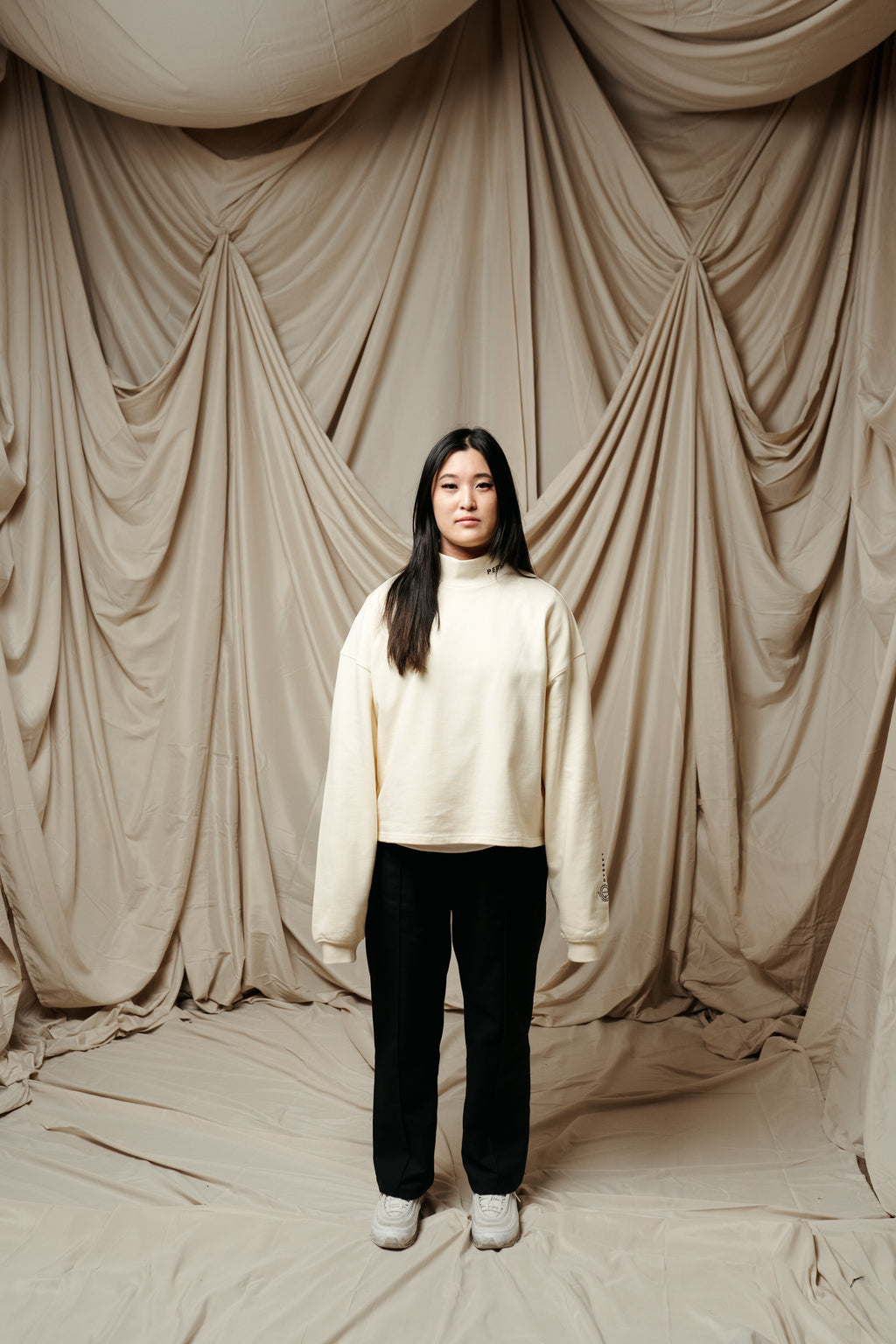 Persevere Mock Neck Pullover – Cream