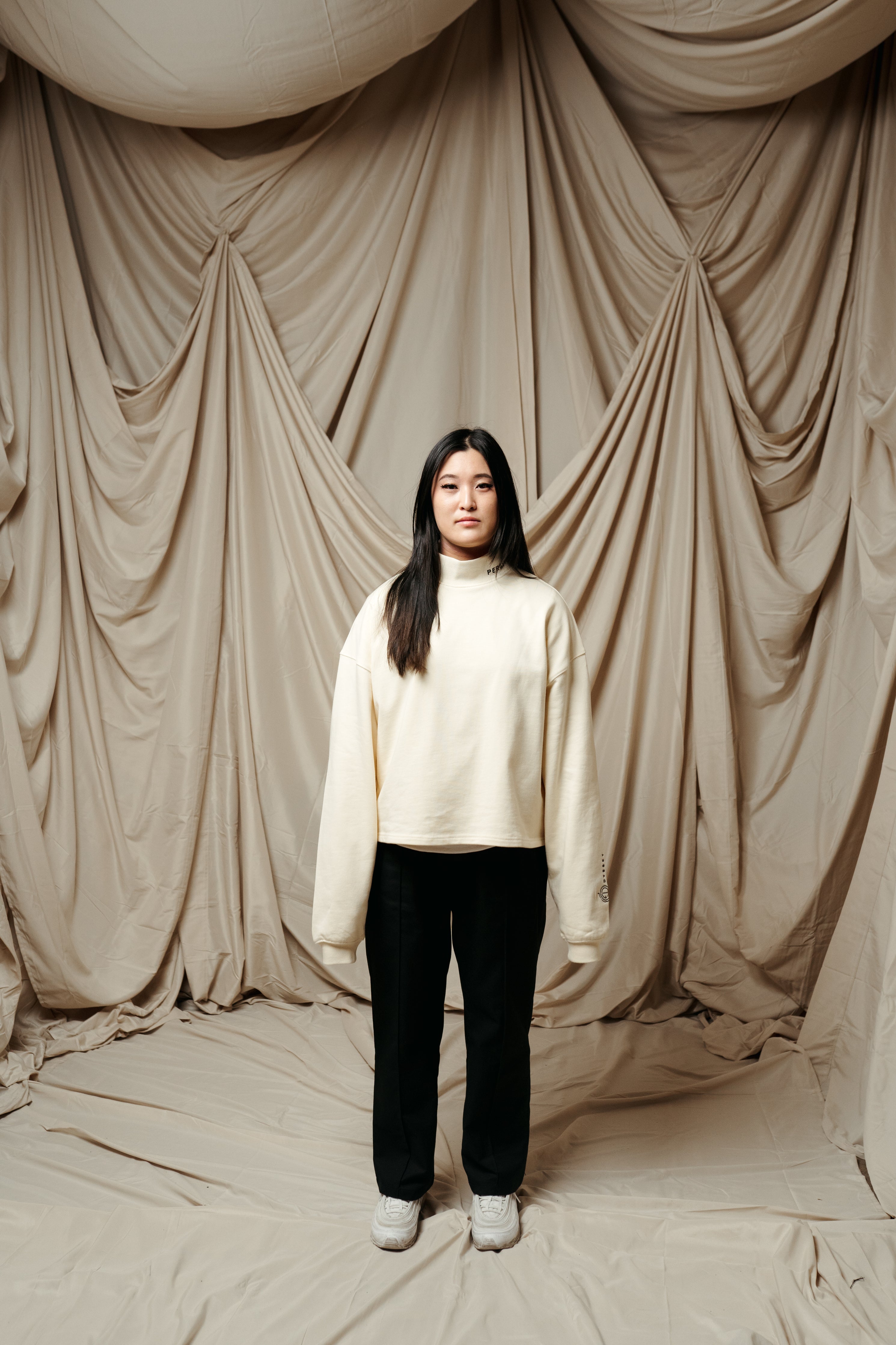 Persevere Mock Neck Pullover – Cream