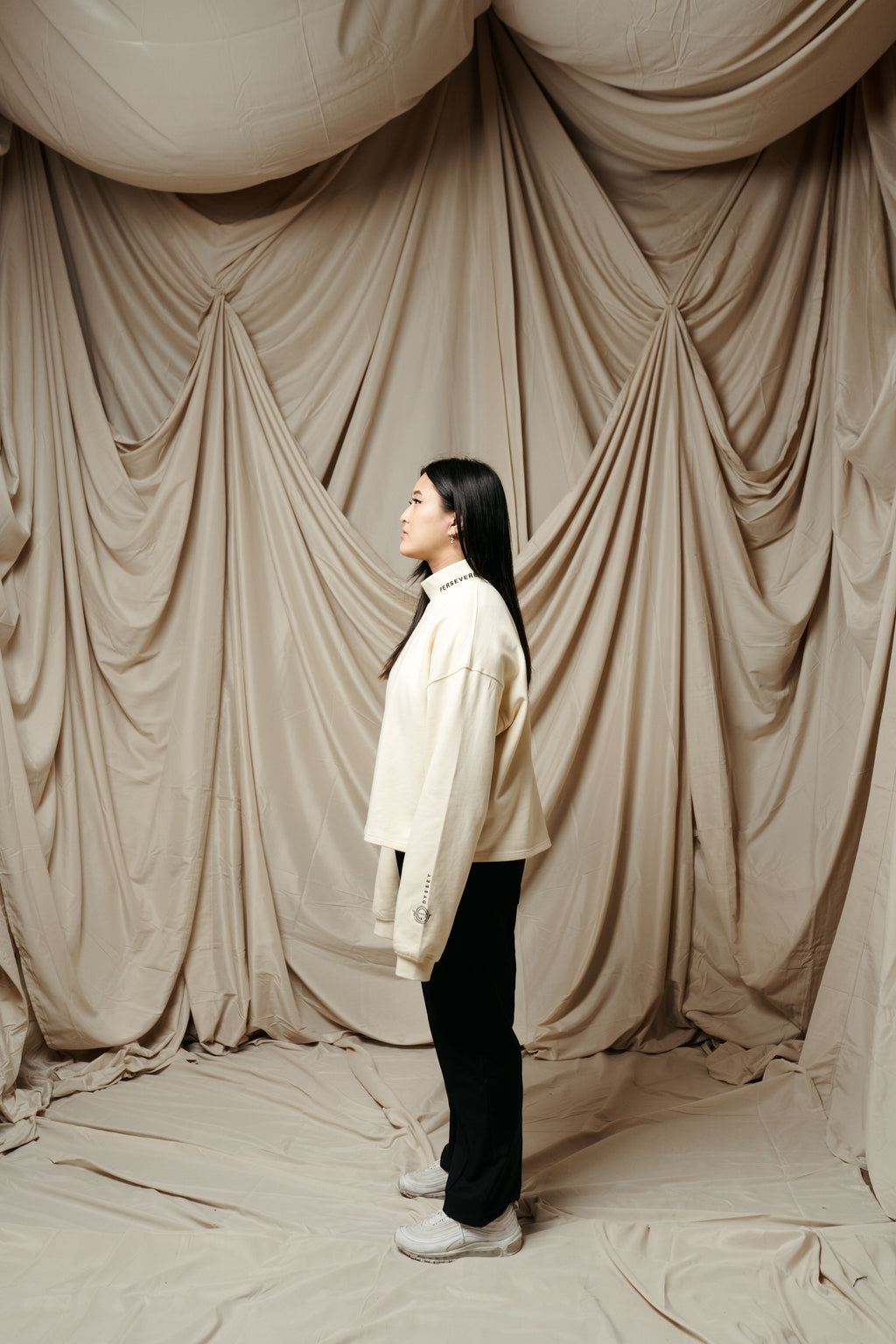 Persevere Mock Neck Pullover – Cream