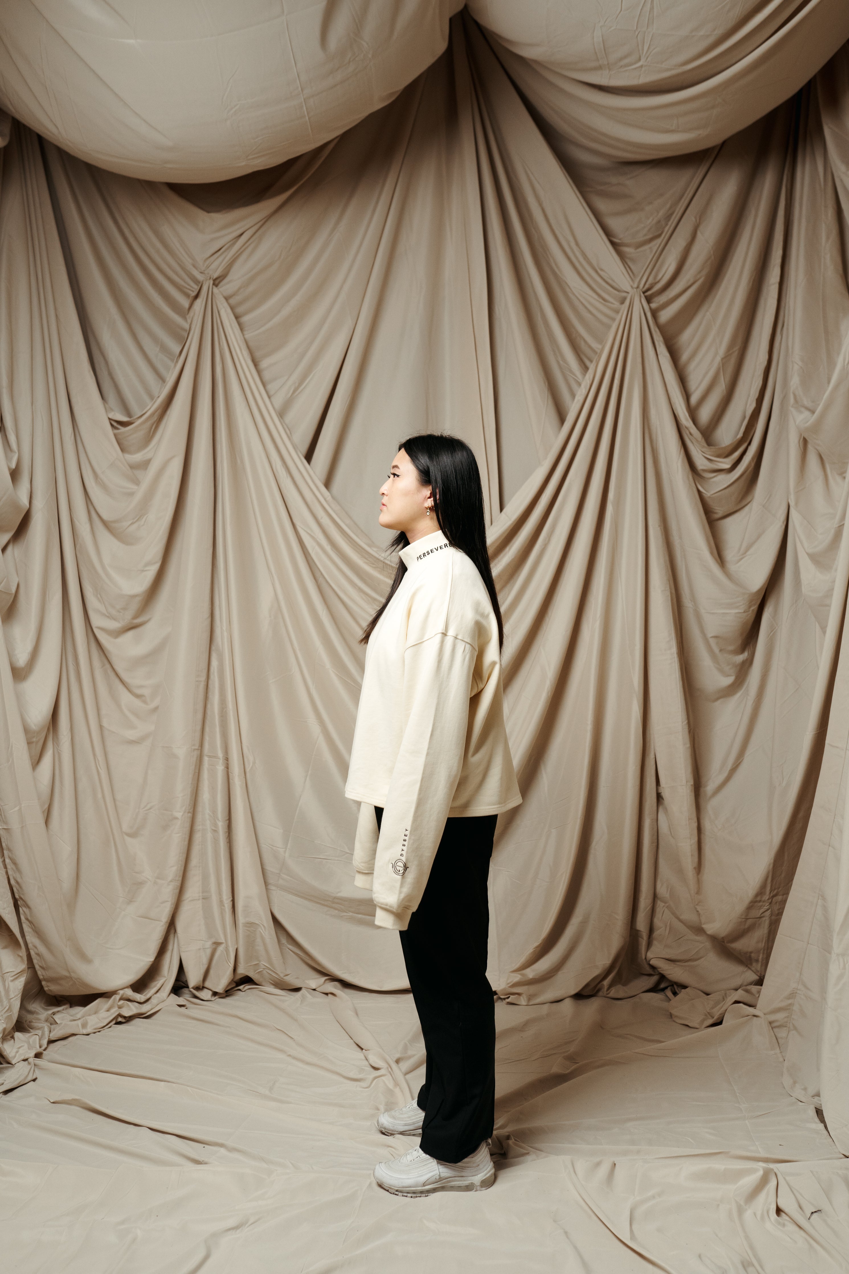 Persevere Mock Neck Pullover – Cream