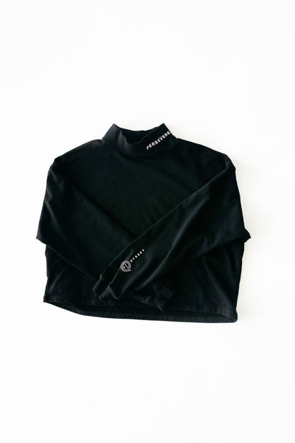 BLACK MOCK NECK PULLOVER