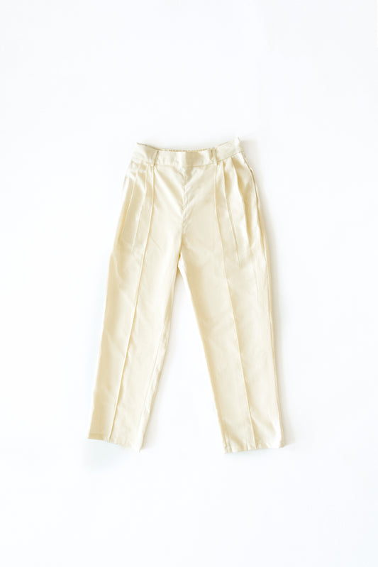 CREAM PLEATED TROUSERS